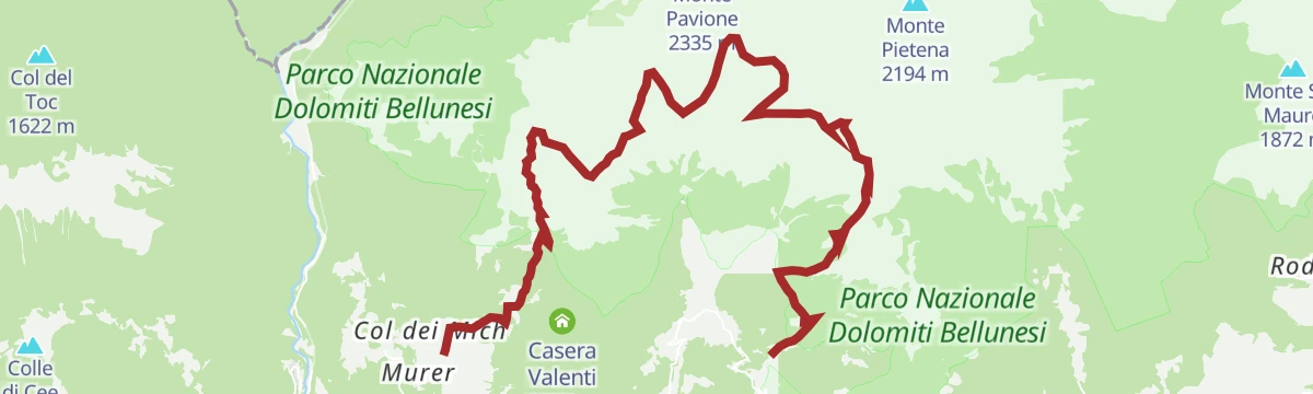 Route map: Col dei Mich (Zorzoi)-Dal Piaz Refuge-Croce d'Aune